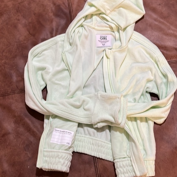 Athleta girl Terry warm up jacket XL size 14 citrine green surf & sand - Picture 4 of 7